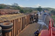 Acidente entre caminh�es na BR 158 deixa animais mortos e rodovia bloqueada; Veja