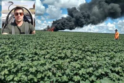 Aeronave cai em lavoura e piloto morre carbonizado em MT
