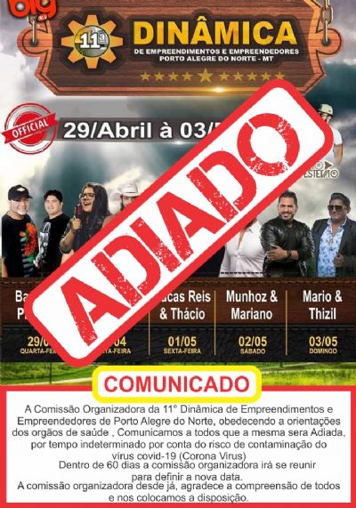 11� Din�mica de Porto Alegre do Norte � adiada diante de COVID-19