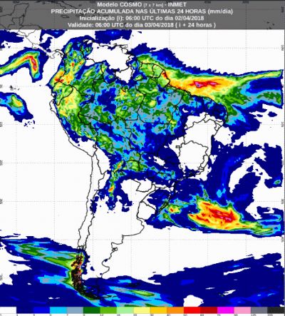 Chuvas seguem sobre a regi�o Sul do Brasil neste in�cio de semana