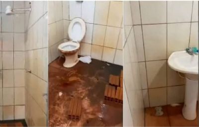 Mulher registra p�ssimas condi��es de banheiro em Multinacional no Espig�o do Leste em MT