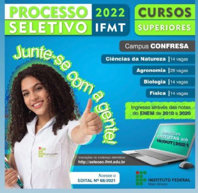 IFMT lan�a Edital com 28 vagas para curso de Agronomia em Confresa