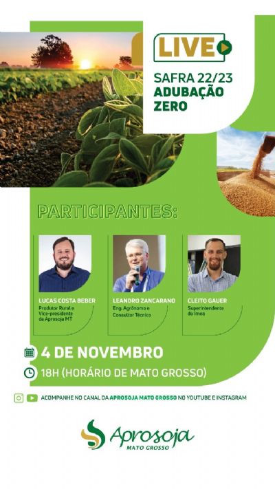 Aprosoja-MT realiza live sobre uso racional de fertilizantes