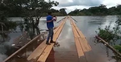 Chuvas cobrem ponte do Rio Fontoura em Santa Cruz do Xingu