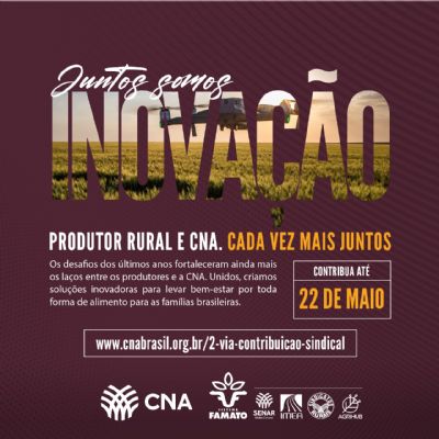 Contribui��o Sindical Rural vence dia 22 de maio