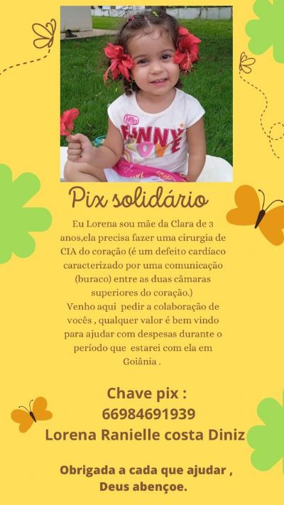 Doa��o: Ajude a pequena Clara fazer uma cirurgia em seu cora��o