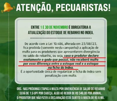 Diverg�ncias de estoque podem gerar multas a Pecuaristas em Mato Grosso