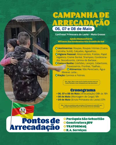 Confresa realiza mutir�o de arrecada��es para Rio Grande do Sul, veja como participar
