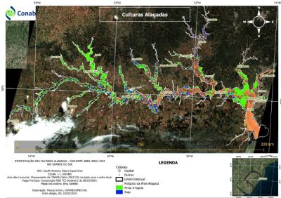 Imagem de sat�lite indica quais lavouras foram mais afetadas pelas enchentes