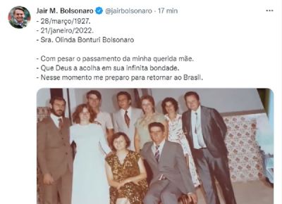 Luto: Aos 94 anos morre M�e do Presidente Jair Bolsonaro