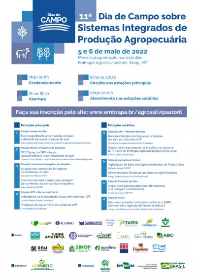 Abertas as inscri��es para o 11� Dia de Campo sobre Sistemas Integrados de Produ��o Agropecu�ria